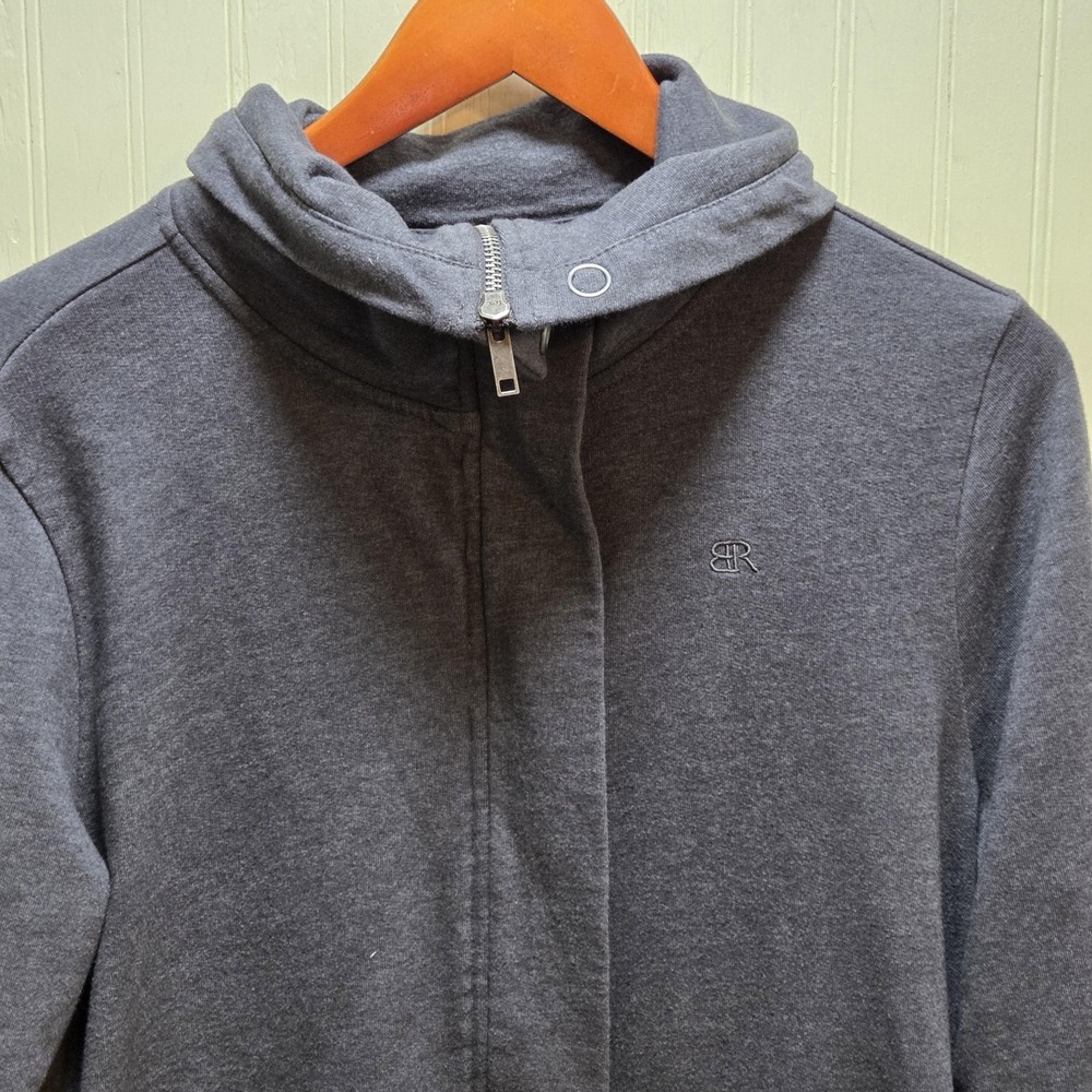 Banana Republic Sweatshirt Mens Large Gray Full Zip Fleece High Neck Logo